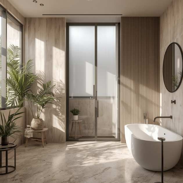 Beige and Grey Bathroom with Spa-Inspired Balance
