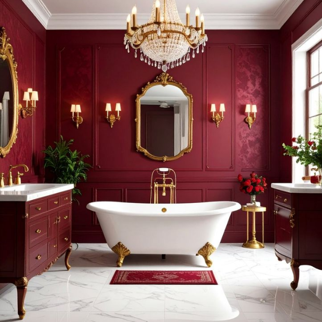 Chic Beige and Burgundy Bathroom Style
