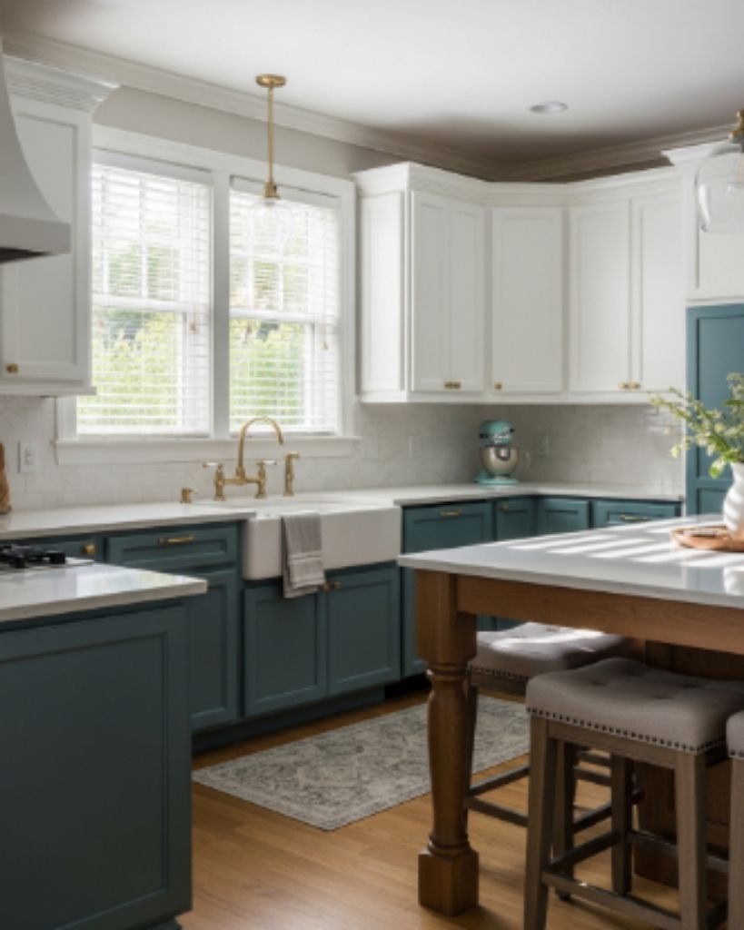 Classic Teal Kitchen with Soft Neutrals