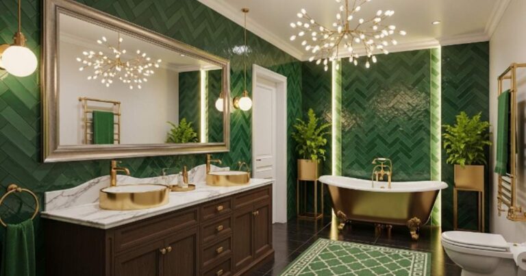 Green and Gold Bathroom