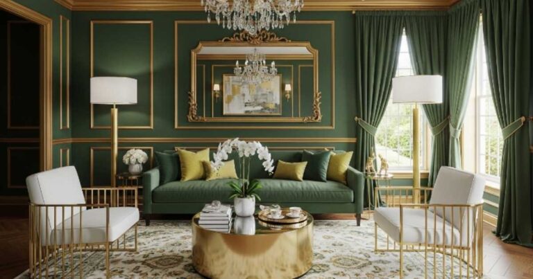 Green and Gold Living Room Ideas