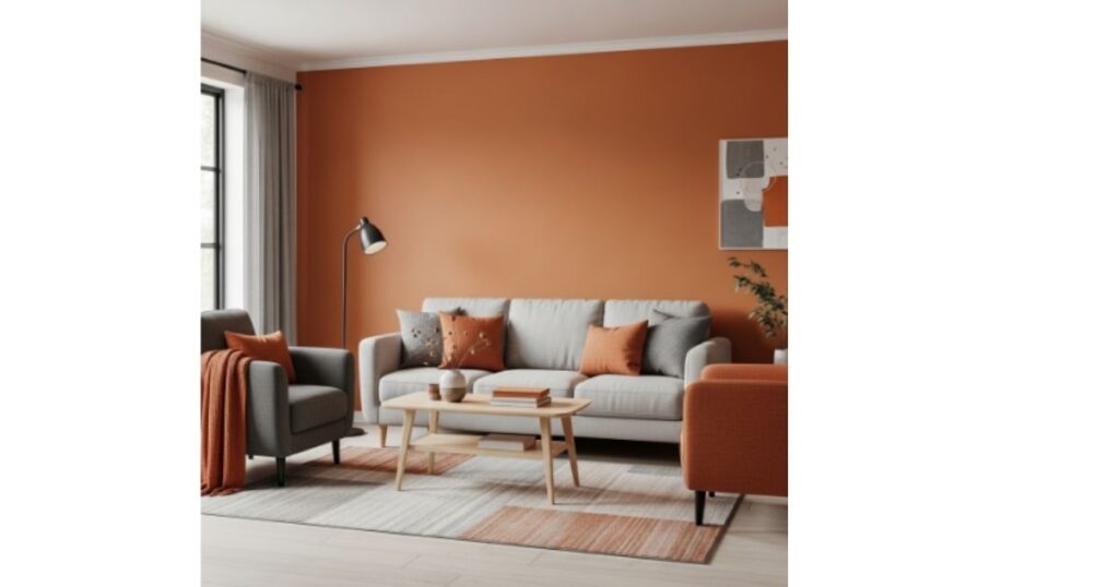 Simple Burnt Orange and Gray Living Room Style