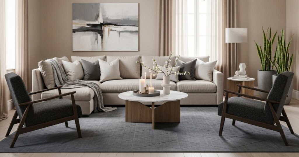 Soft and Sophisticated Beige and Grey Living Room Inspiration