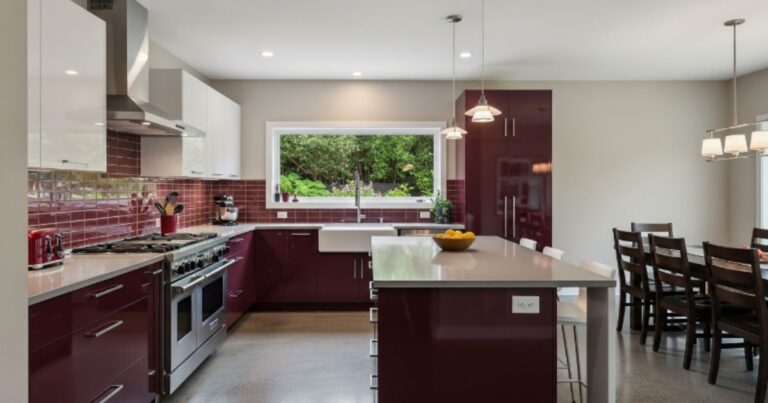burgundy kitchen