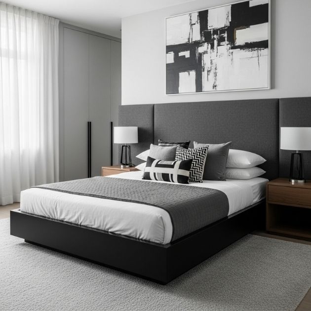 Contemporary Black, White, and Gray Bedroom Look