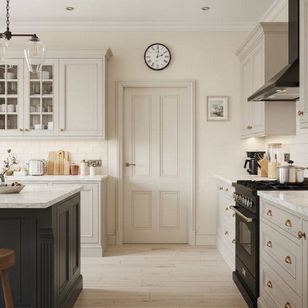 Cream Walls with Gray Cabinets