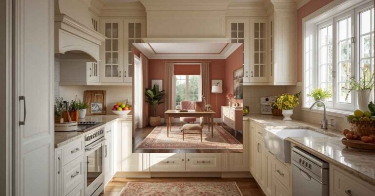 Cream kitchen cabinets