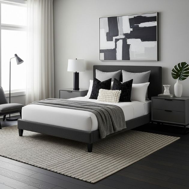 Modern Black, White, and Gray Bedroom Style