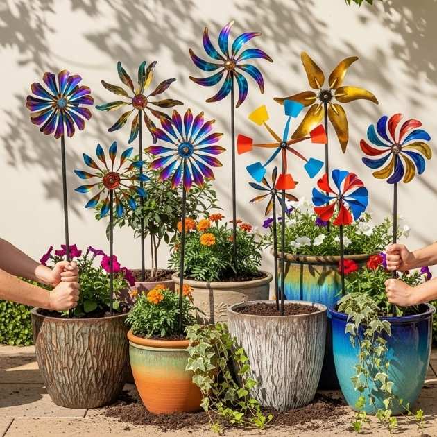 Push Spinners Into Planters