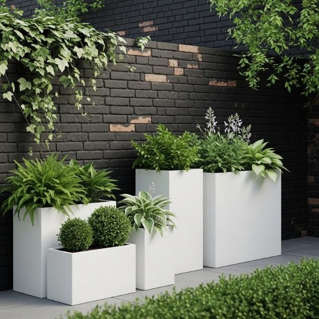 Use White Planters Against Dark Boundaries
