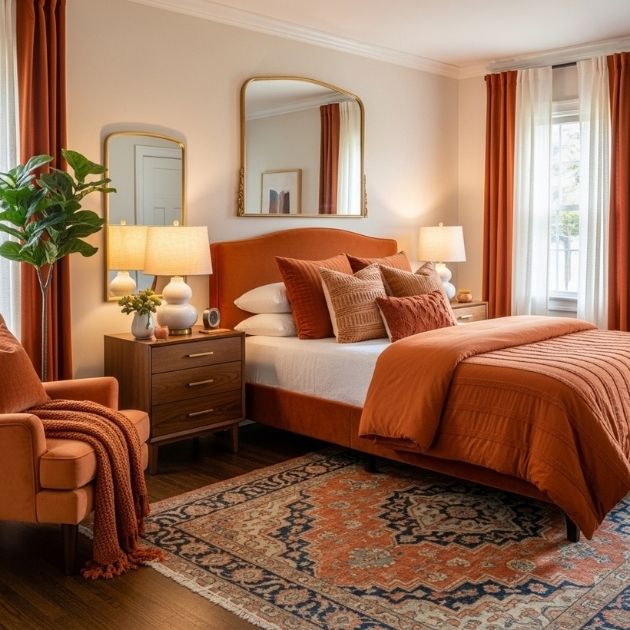 Warm and Timeless Burnt Orange Bedroom Decor